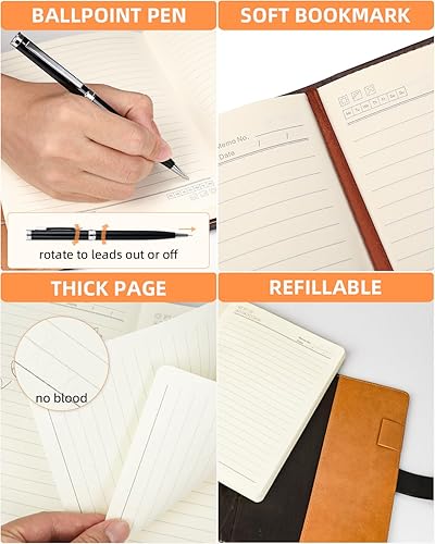 Nicpro Diary with Lock, A5 PU Leather Journal with Lock, Metal Pen, 260 Pages Password Notebook for Men and Women, Vintage Lock Daily Journal for Travel, Note Take, Plans, Organize (10 x 7 in) - 3