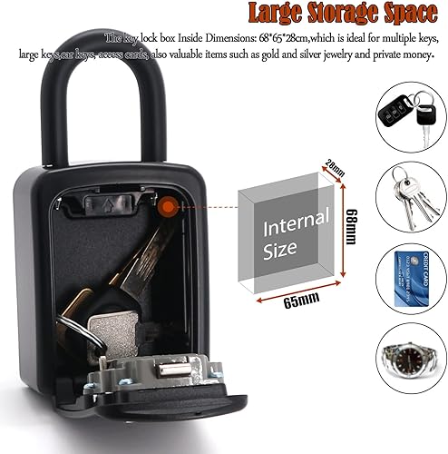 Miniatura 3 de Cerradura de seguridad Protable para almacenamiento de llaves, V-Resourcing para puerta montada, caja de cerradura de combinación de 4 dígitos, para