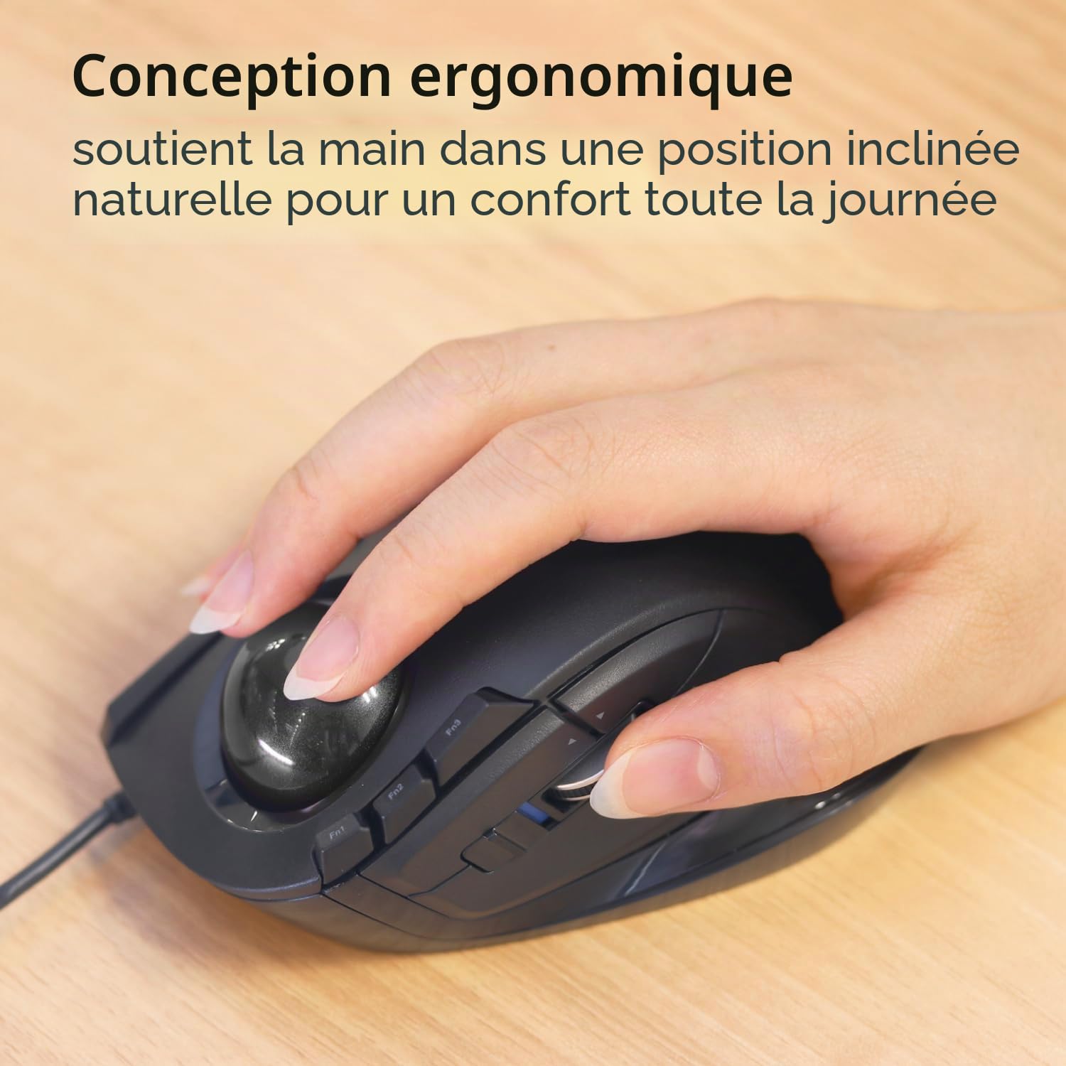 ELECOM DEFT M-DT2URBK Souris trackball Filaire avec contrôle des Doigts, Fonction 8 Boutons avec Suivi Fluide, Design Ergonomique, Windows11, macOS