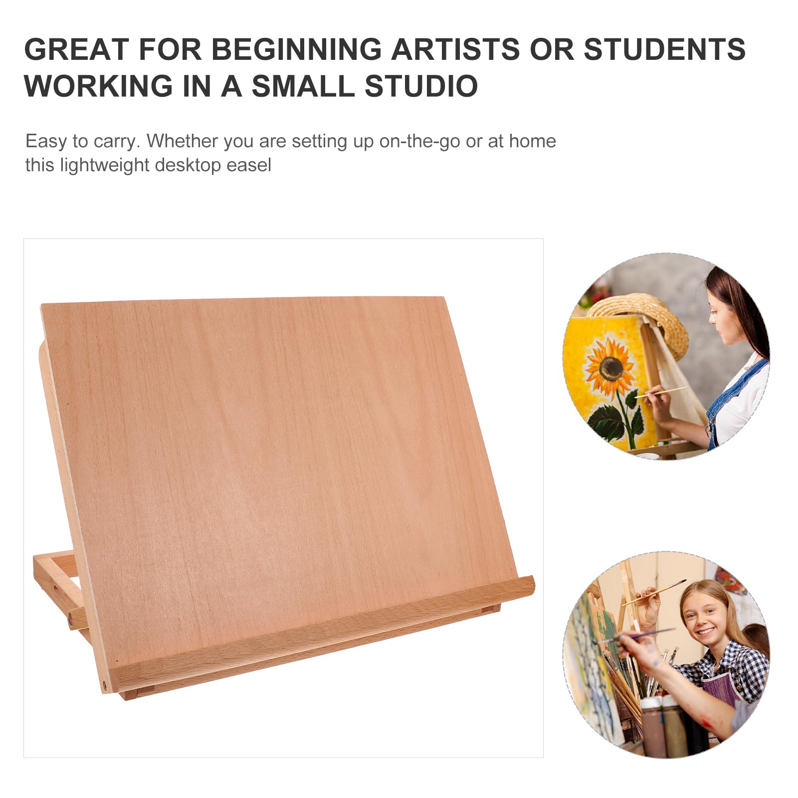 Cabilock Verstellbare Faltbar Massivem Holz Tischstaffelei aus Gemäldeständer Klappbarer Ergonomisch Geformt für Kinder und Künstler für Malen Am Schreibtisch