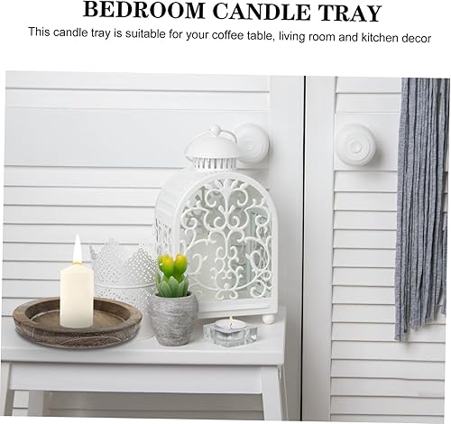 Miniatura 5 de Artibetter Bandeja de vela Portavelas Bandeja de servir Bandeja para portavelas Decoración rústica Velas redondas Bandejas de madera Bandeja de
