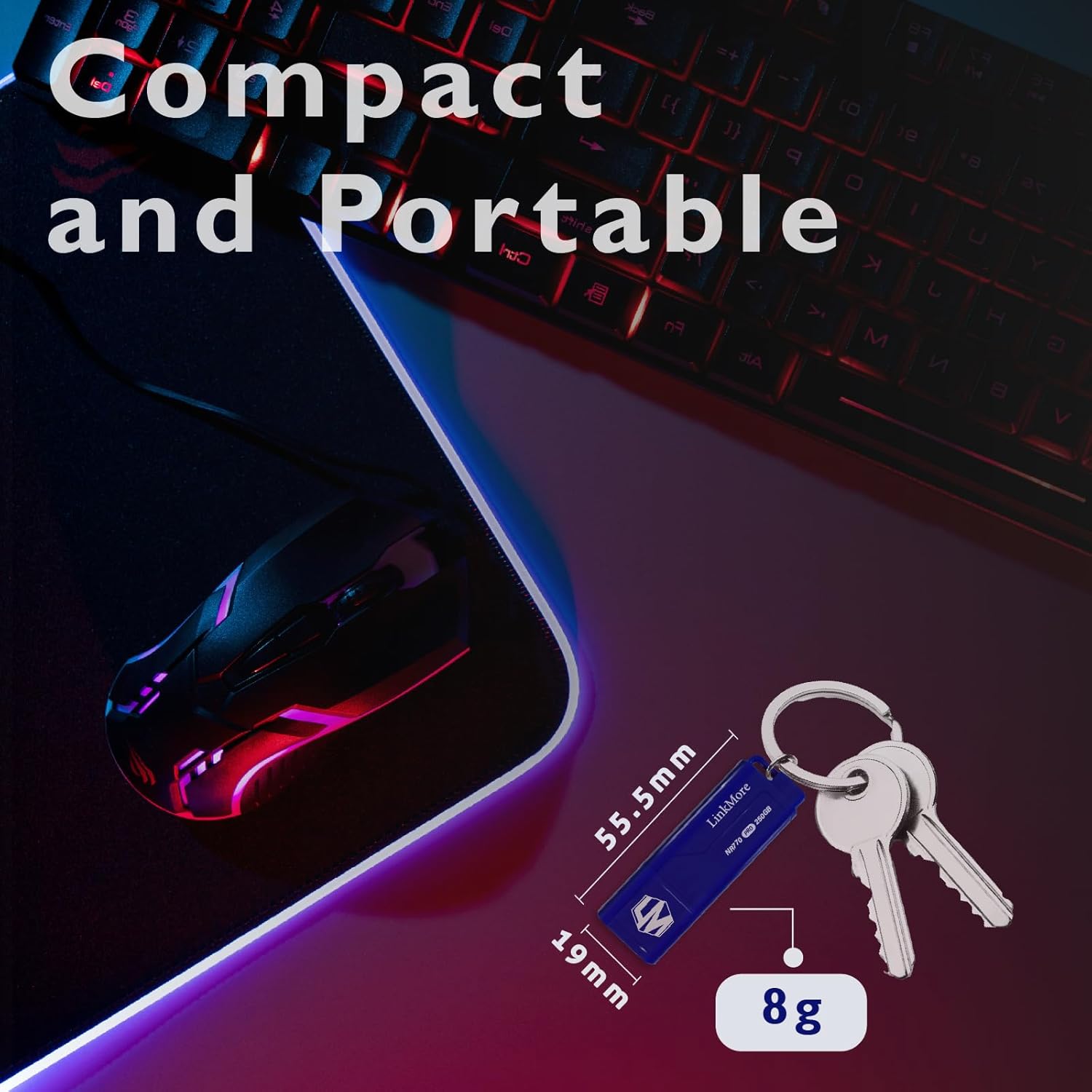 LinkMore NR770 250GB USB 3.2 Gen2 Flash Drive, Read Speed up to 1000MB/s, Write Speed up to 800MB/s, Thumb Drive