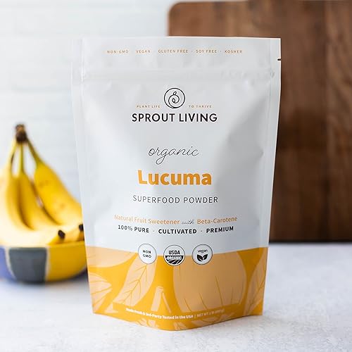 Miniatura 2 de Sprout Living Polvo de fruta de lúcuma orgánica, antioxidantes, edulcorante natural, superalimento, 1 libra