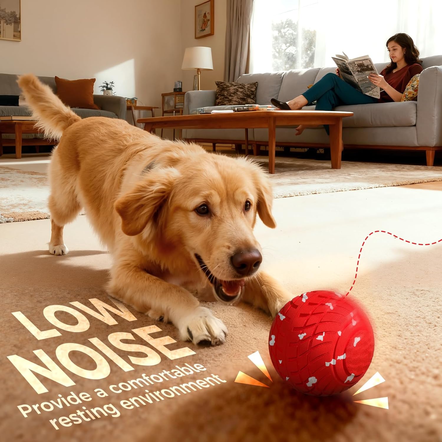 Diman Smart Interactive Dog Ball: 3-in-1 Interactive Dog Toys with Moving & Bouncing, Swappable Shells for Endless Fun, Durable E-TPU Material, Waterproof, Moving Dog Toys for Medium Large, Red - Image 6