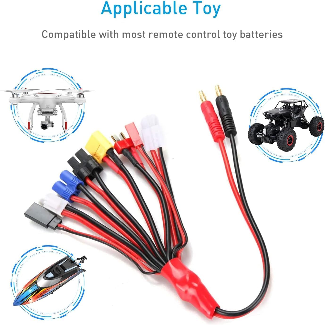 RC Lipo Battery Charger Adapter Plug Splitter Wire 8 in 1 Octopus Convert Cable to 4.0 mm Banana Plug Lead Cable for TRX, T Plug, Futaba, Tamiya Mini, XT60, EC3, JST, Tamiya image 5