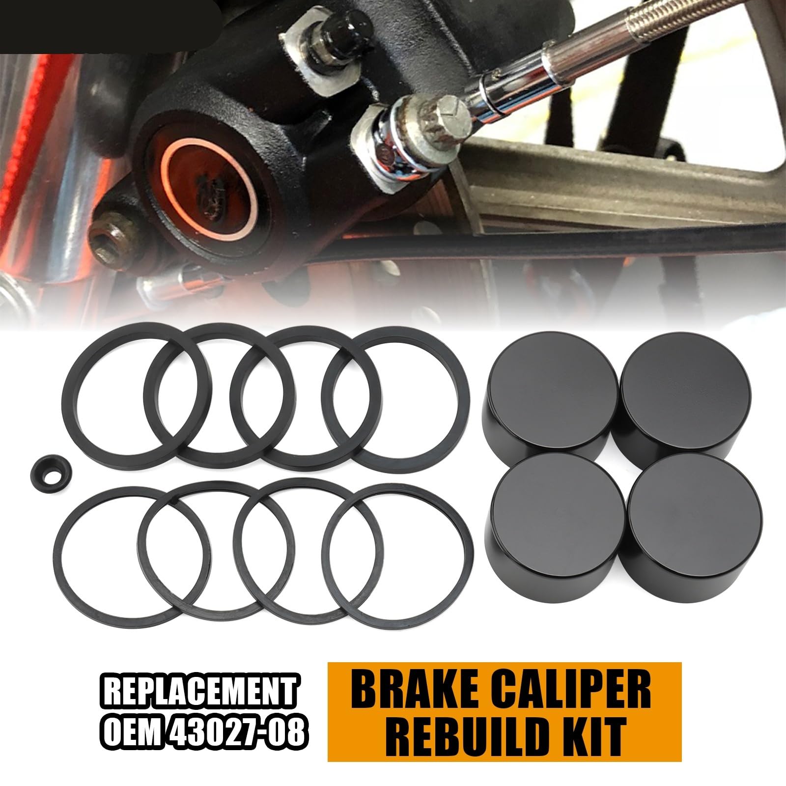 Zestaw naprawczy zacisku hamulca przedniego Zestaw uszczelek tłoka zacisku 43027-08 do Harley Touring Electra Road Street Glide Road King 08-22