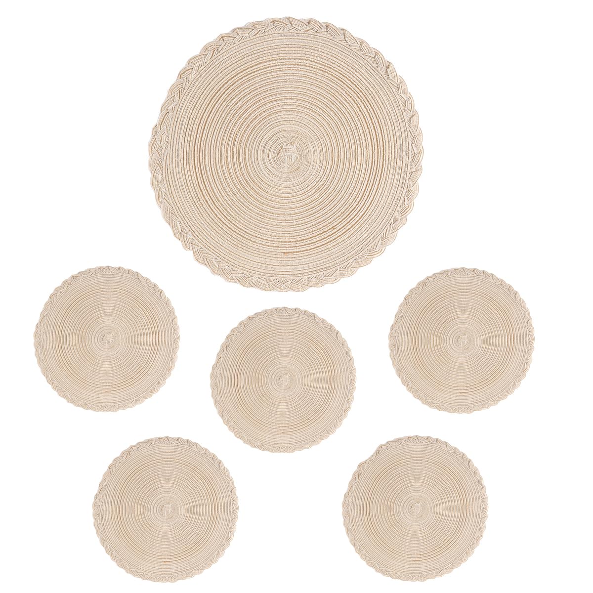 WESTSPARK 6pcs Round Placemats Washbale Table mats AntiSlip Heat Insulation
