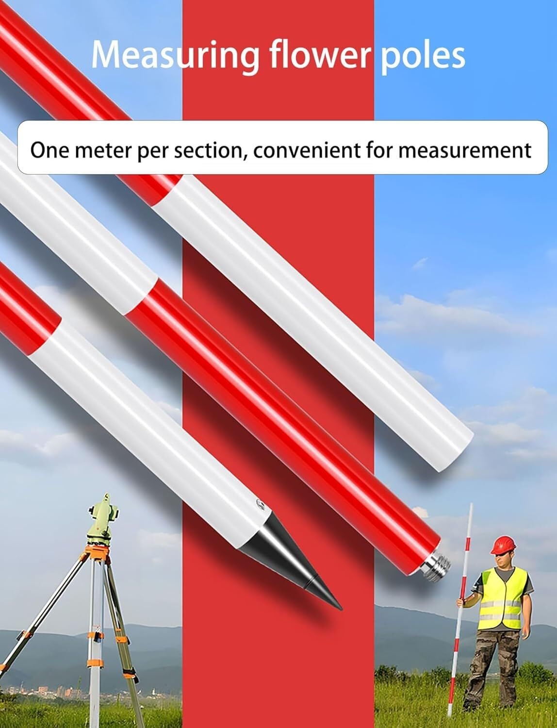 Aluminiowy słup pomiarowy 2/3/5 metrów do budowy dróg geodezyjnych(200cm/78.7in)