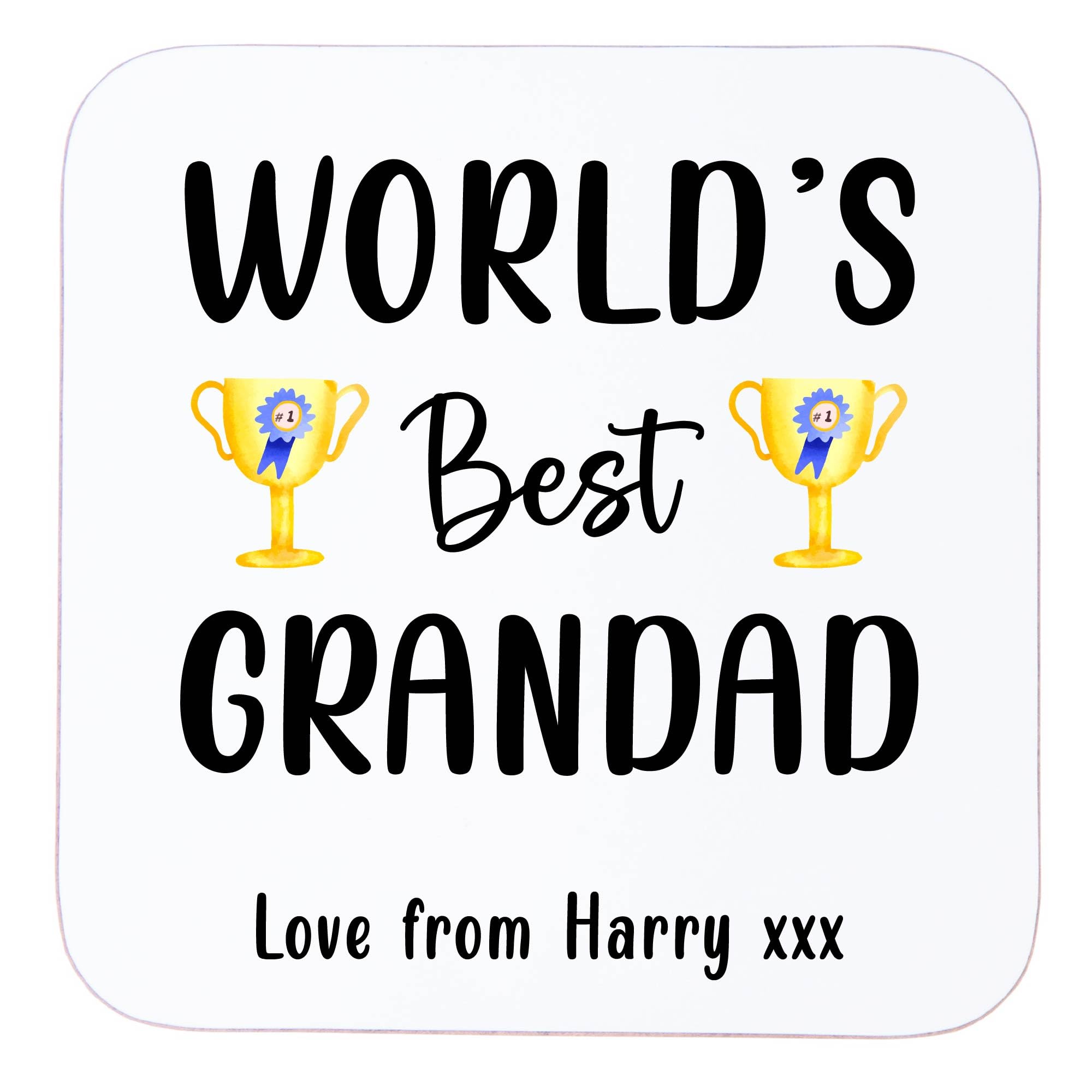 Drifting Ducks White Personalised Grandad Coaster | World’s Best Grandad Wooden Drinks Mat With Custom Love From Message