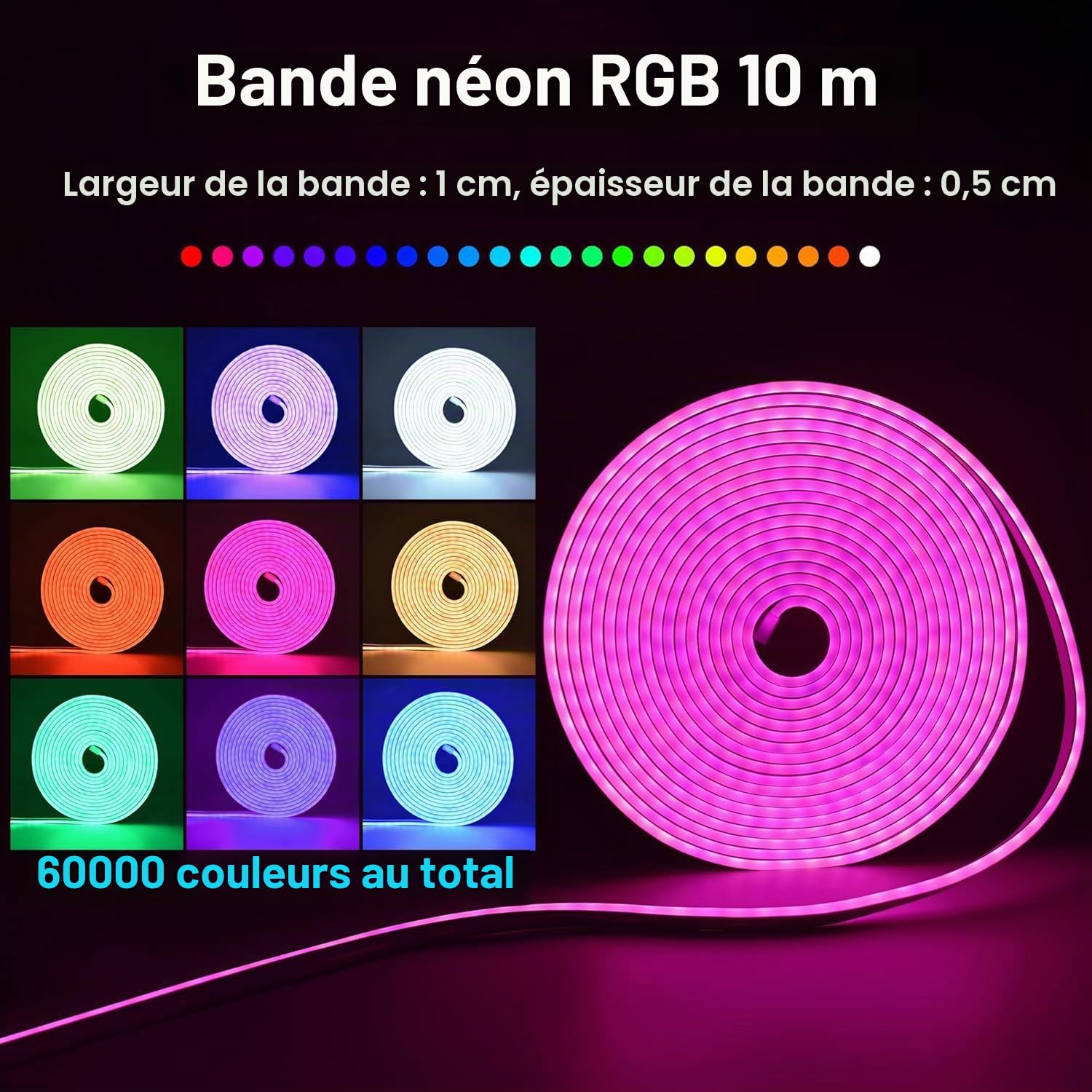 CCILAND Bande néon LED RVB10m 24 V Smart Color Changing Neon Application avec télécommande Silicone DIY Haute luminosité Synchronisation de la musique Ultra flexible Pour chambre à coucher Décoration