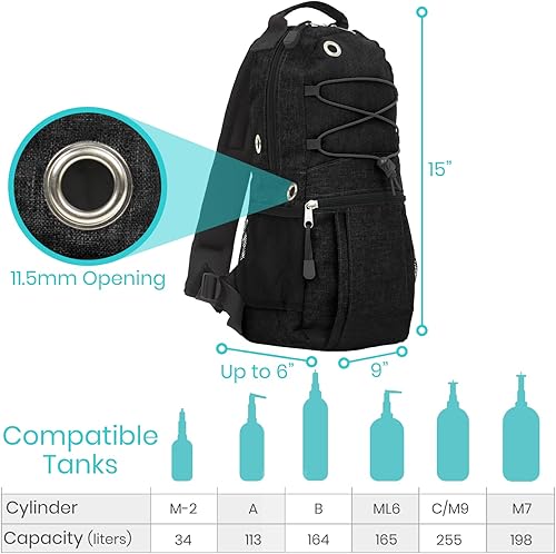 Miniatura 2 de Vive Bolsa de soporte para tanque de oxígeno, mochila cilíndrica portátil para silla de ruedas y andador, bolsa de accesorios de transporte