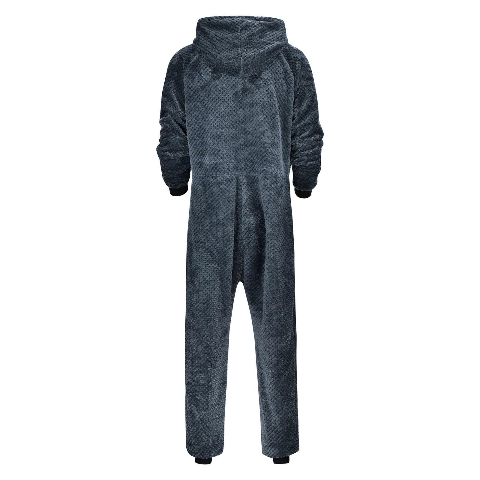 Pigiama da uomo lungo in pile Teddy Jumpsuit soffice Teddy Fleece intero Pigiama One Piece Tuta da casa Calda tuta in peluche regalo per uomini e ragazzi