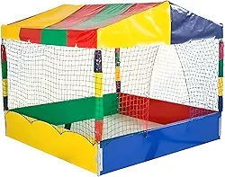 Rotoplay Piscina de Bolinhas 1,50m x 1,50m Multicolorida para Crianças, Estrutura em Aço Galvanizado, Rede de Proteção em Polipropileno, Montagem por Encaixe sem Ferramentas