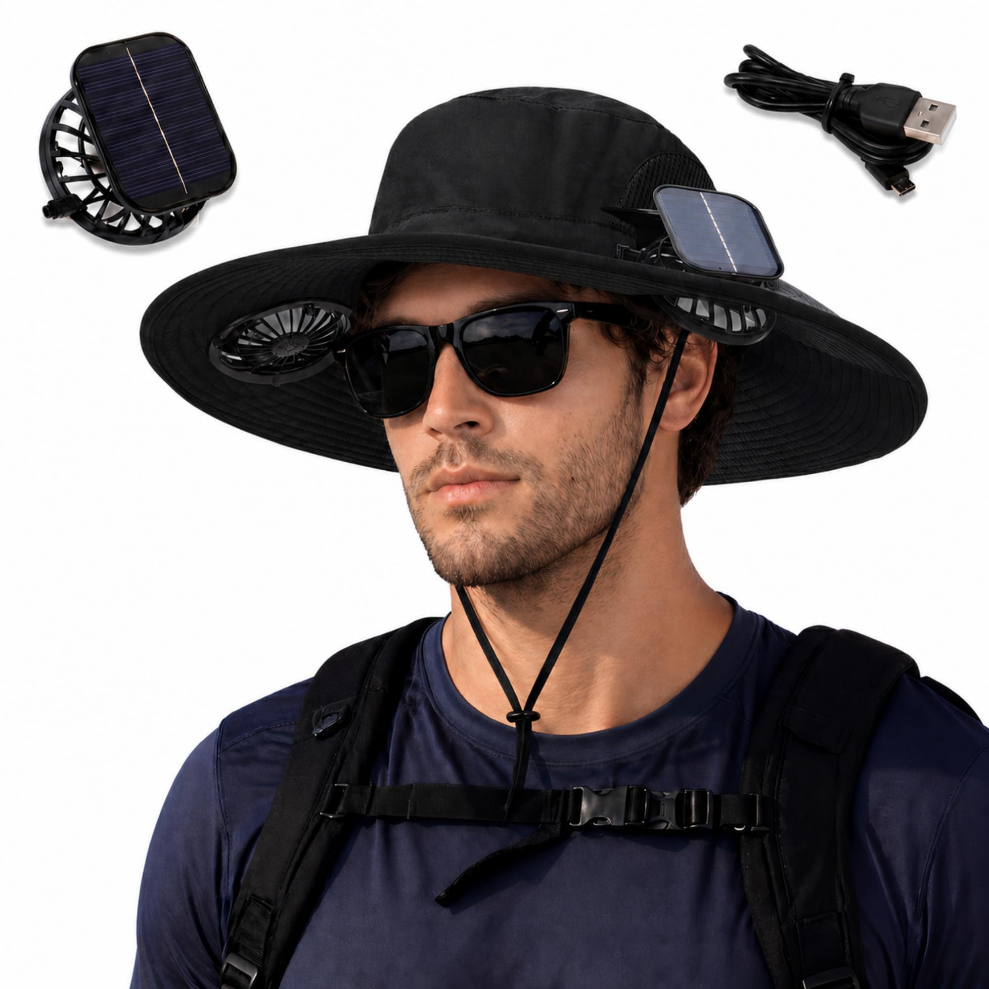 Berlune Sun Hat with 2 Solar Fans