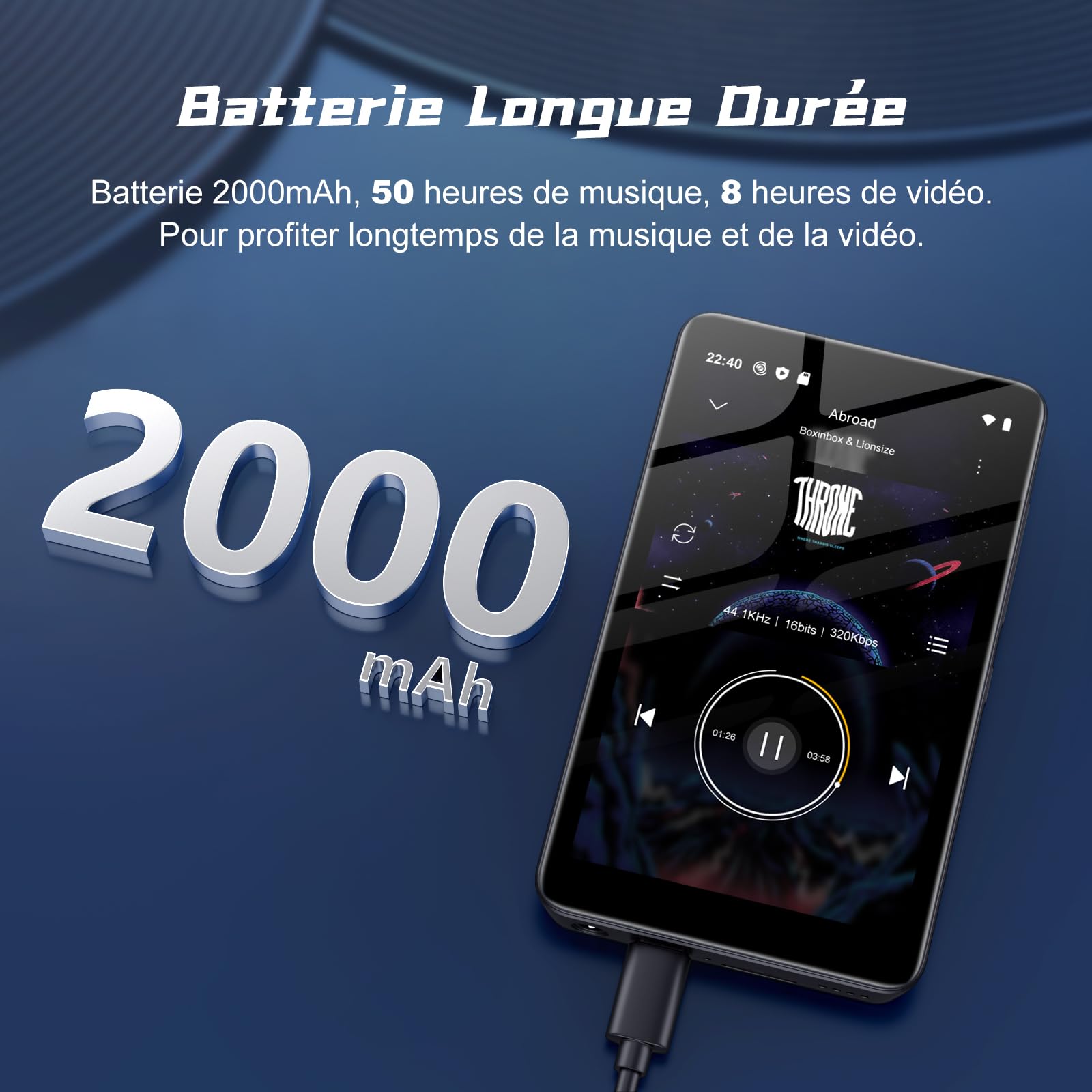 160 GB Lettore MP3, Lettore MP3 con Bluetooth e WiFi, 4,02" Full Touch Screen, Lettore MP4 Android 13.0, Lettore musicale portatile Hi-Fi, Audible, Deezer, Amazon Music, Play Store