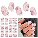 DUKASOU Semi Cured Gel Nail Strips, Bling | 28 pcs Gel Nail Strips Work with Any UV Lamp, Salon Quality UV Nails Stickers, Easy to Apply for Home Nails DIY