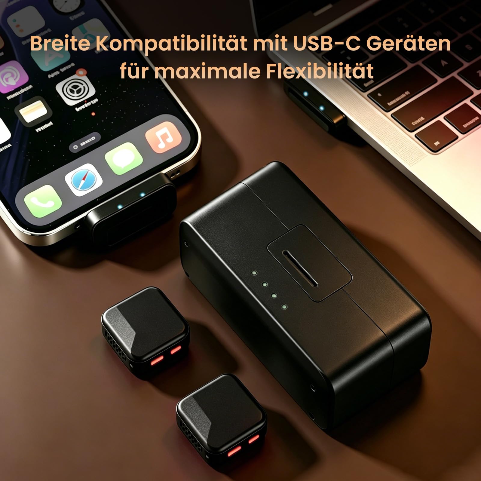 Wireless Lavalier Mikrofon mit Ladecase, Mini, Ultraleicht, KI-Rauschunterdrückung, Clip-On Ansteckmikrofon für iPhone, iPad, Android, PC – ideal für YouTube, Vlog, Streaming & Videoaufnahme