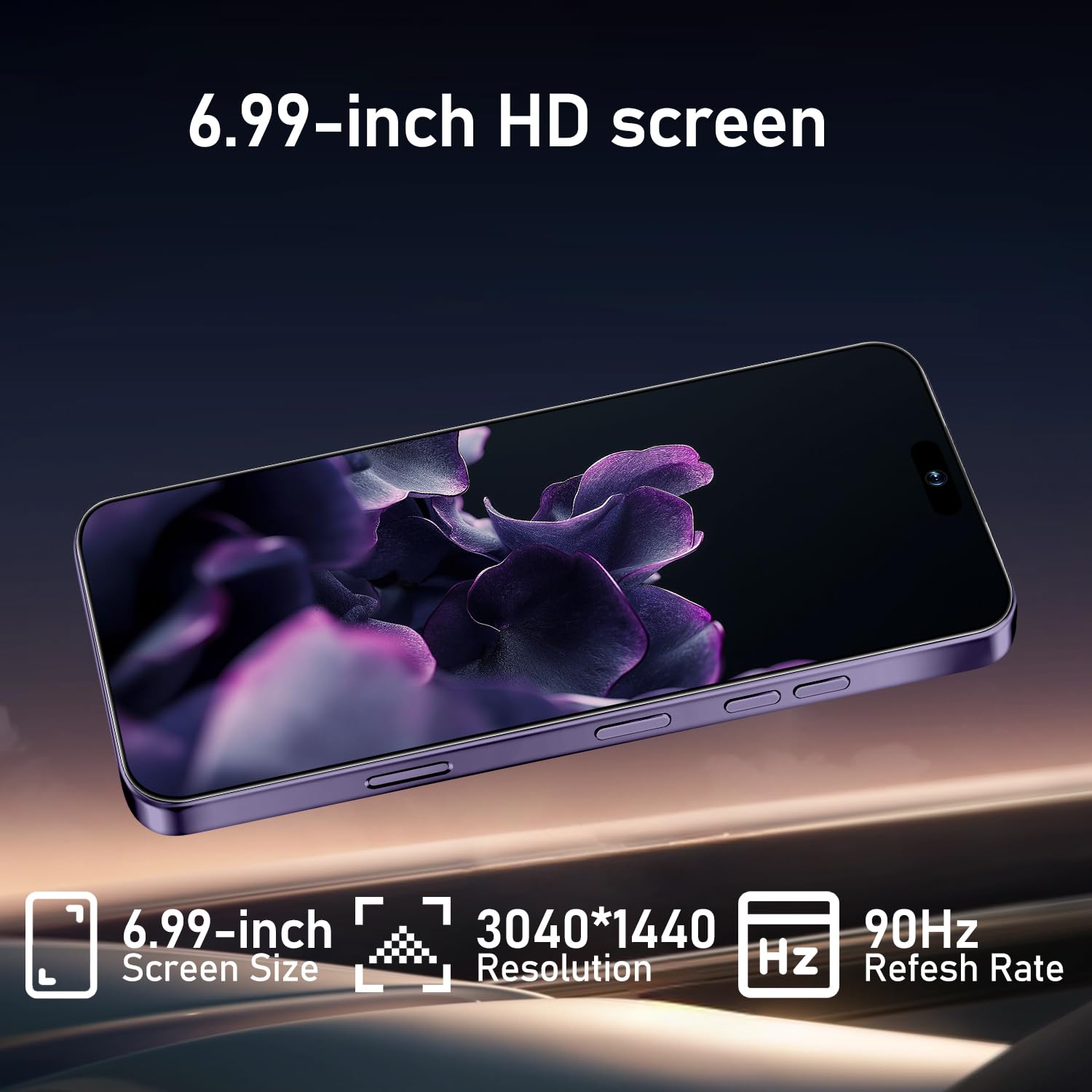 Unlocked 16PROMA X Smartphone: 6.99" HD+ Display, 7000mAh Long-Lasting Battery, 12GB+512GB Massive Storage, 108MP AI Camera, High Performance Android Phone for Gaming & Work (Deep Purple)