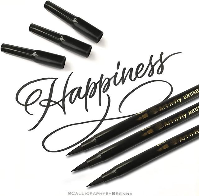 Art-n-Fly Dual Tip Black Brush Pens for Lettering Calligraphy Pen. Fine and Large Black Brush Marker for Drawing