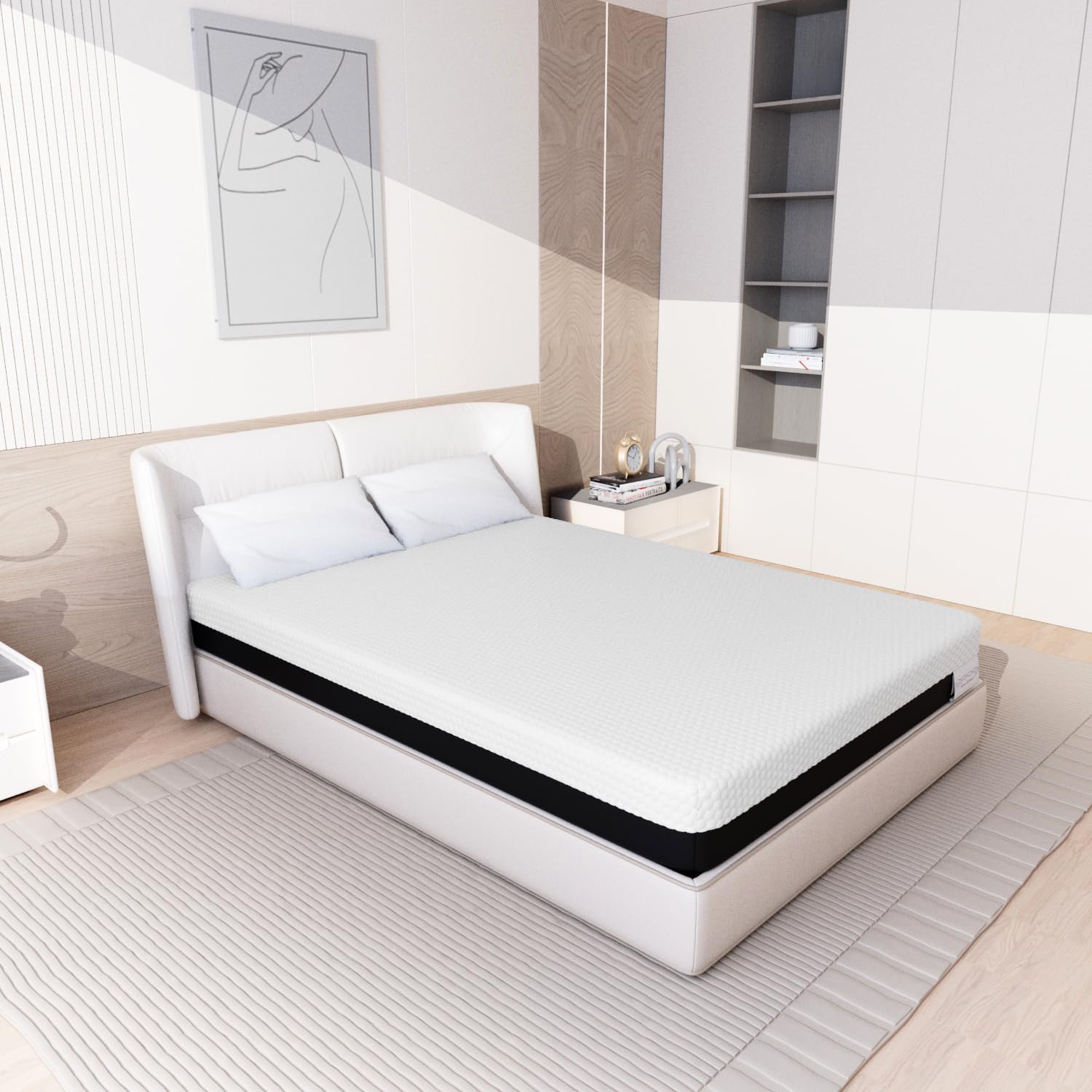 Generico Memory Matratzen Materasso 120 x 200, Gel Memory Foam, Con Rivestimento Sfoderabile, Ultra Traspirante, Medio Rigido H3, Sollievo Dal Mal Di Schiena, Durevole (20CM, 120X200CM)