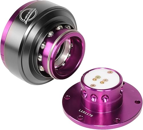 Miniatura 5 de NRG Innovations Kit de liberación rápida para volante con anillo de titanio, cuerpo morado, NRG-SRK-200PP-TI