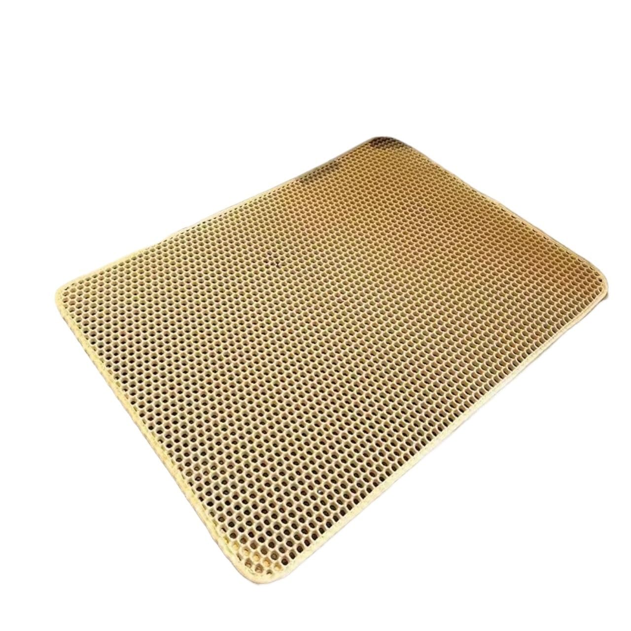 Cat Litter Mat Heavy Duty 2 Layer Washable Pet Floor Protector Box Sand Stopper Product(Yellow,60x90cm)
