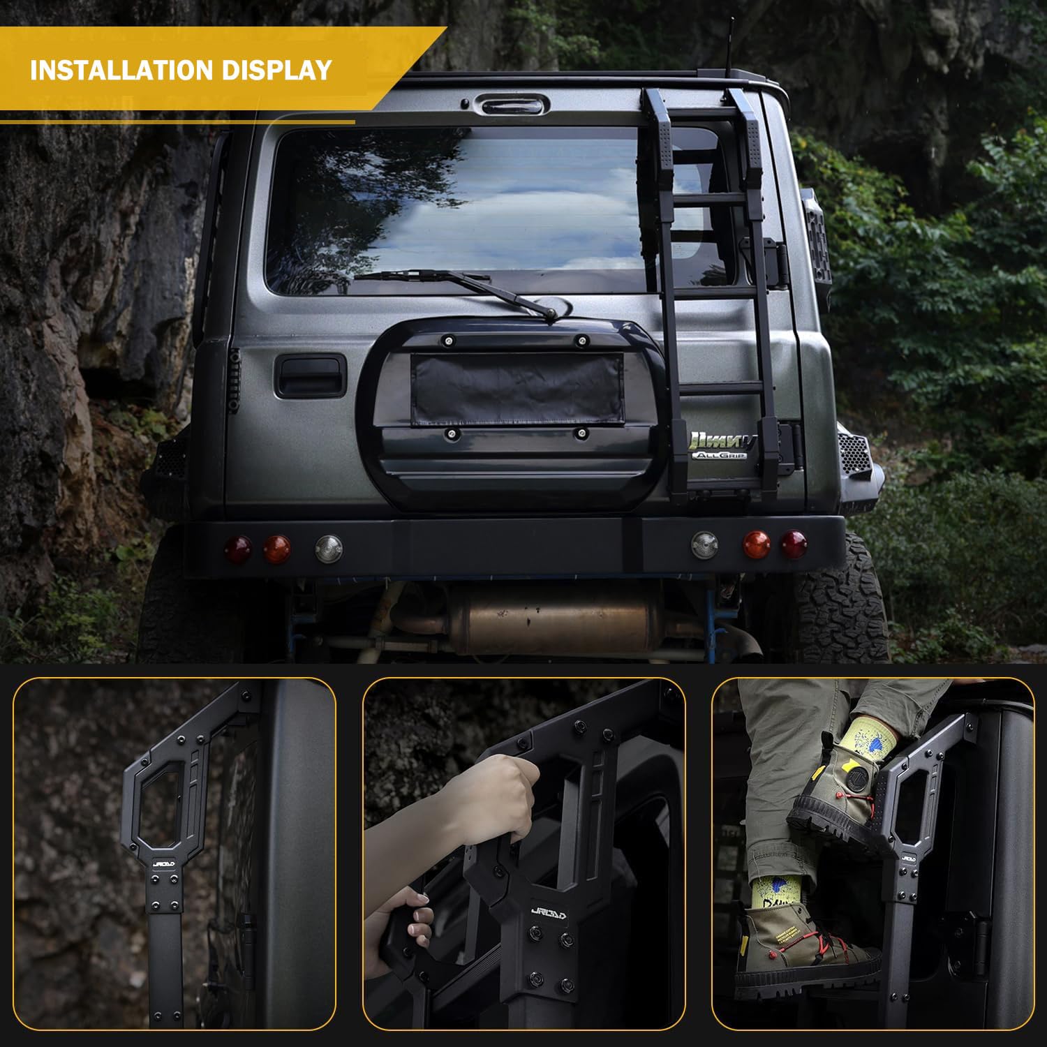 Archaic Heckklappenleiter für Suzuki Jimny Sierra JB64 JB74 2018–2024, Heckleiter, Geländeleiter für Jimny gl,Leichte Leiter aus Aluminiumlegierung, Heckleiter der Search-Serie