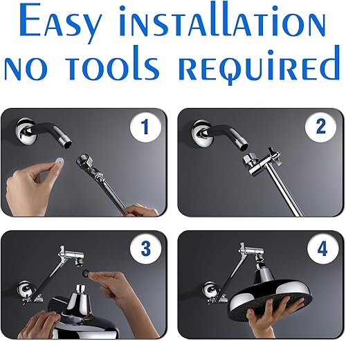 Miniatura 6 de Cabezal de ducha de lluvia filtrado, cabezal de ducha de lluvia de alta presión de 8 pulgadas con brazo de extensión de 10 pulgadas, 3 modos de