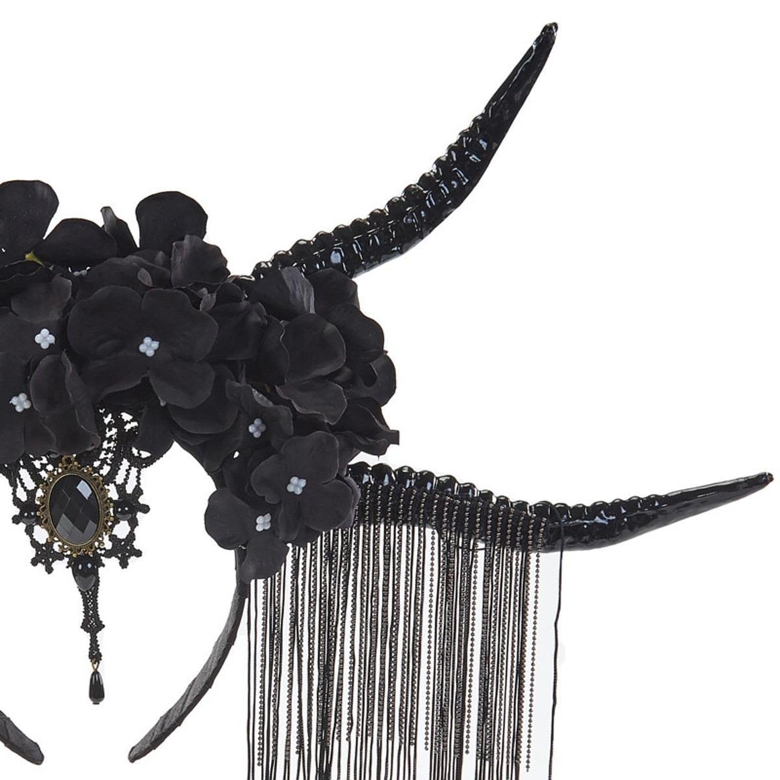 Cerchietto per Capelli con Corno di Antilope per Halloween, Accessorio per Capelli, Cerchio per Capelli, Accessorio Fotografico, Cerchietto con Fiori, Nero
