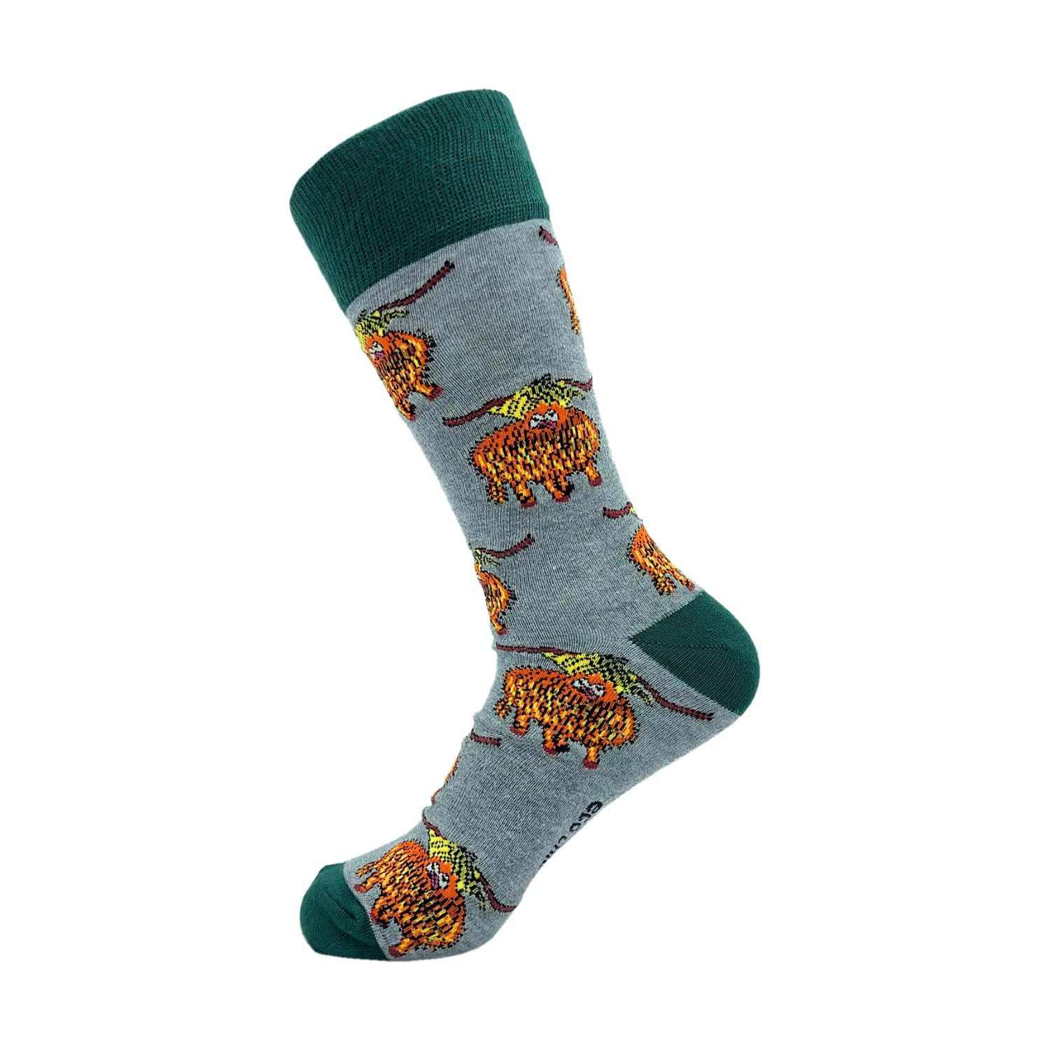 ECO CHIC Mens Bamboo Socks Breathable Hot and Cold Weather UK 6-11 Single Pair (Highland Cow Grey)
