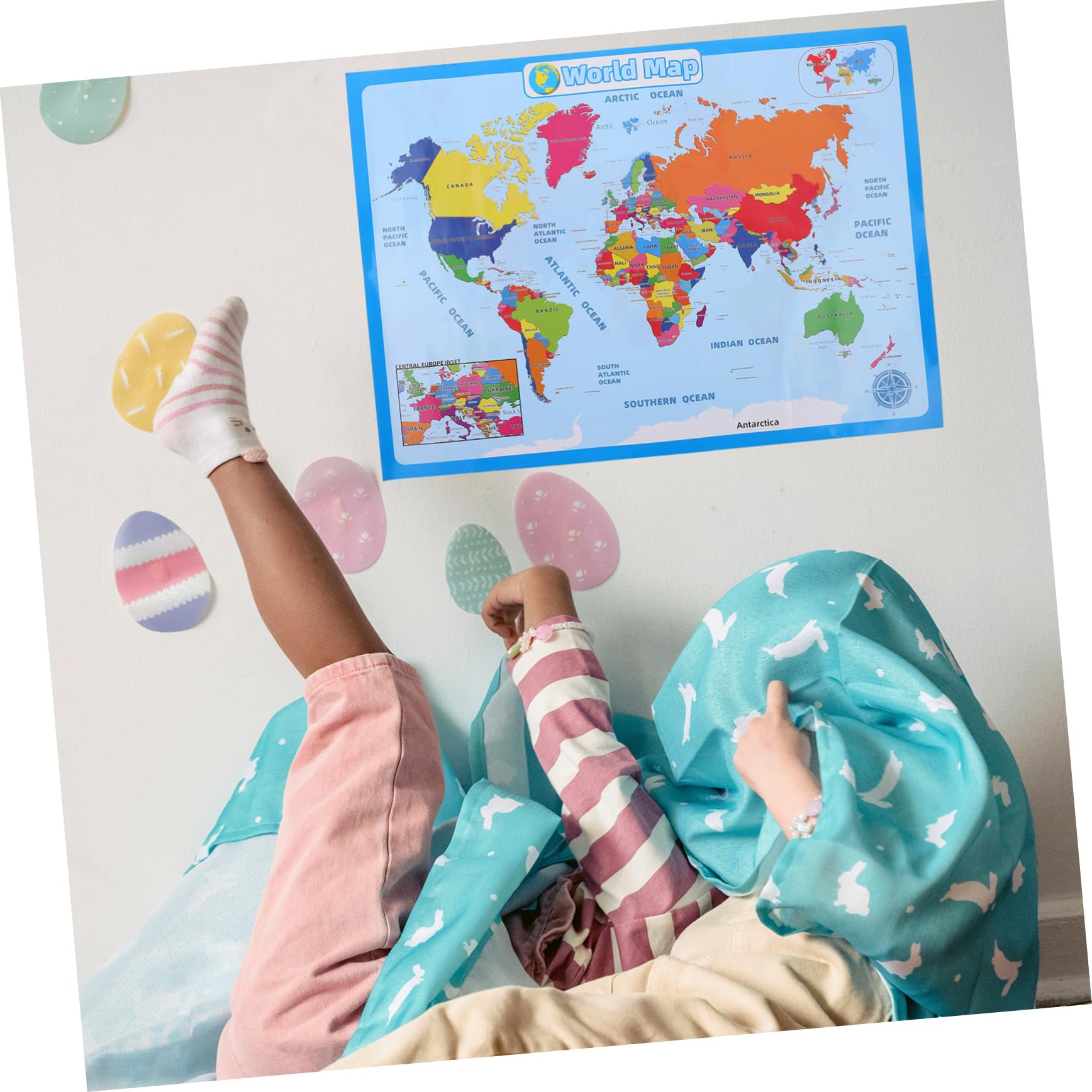 NUOBESTY 4 Hojas mapa del mundo mapamundi world Póster educativo posters decorativos cartel del mundo a mural del usa as del as para niños papel sintético