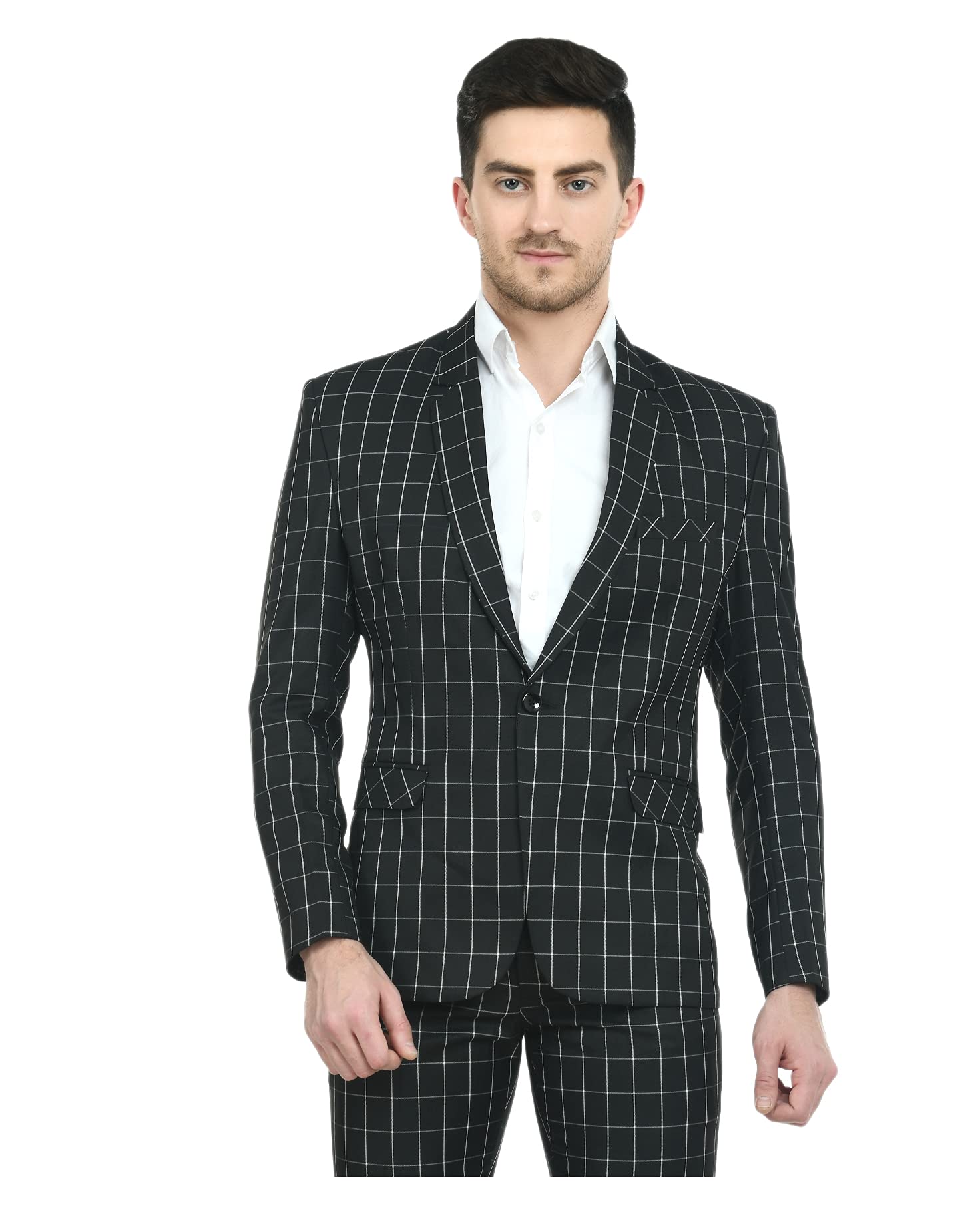 trulyfeb Cotton Black Check Stylish Blazer for Mens-picture-30
