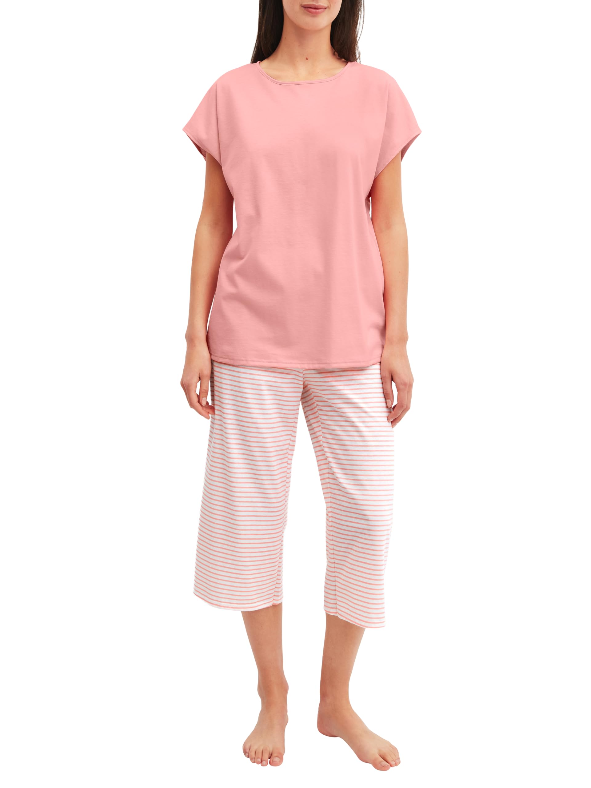 CALIDA Lovely Nights Capri-Pyjama Damen | Schlafanzug aus 100% Baumwolle, hautfreundlich, atmungsaktiv, pflegeleicht