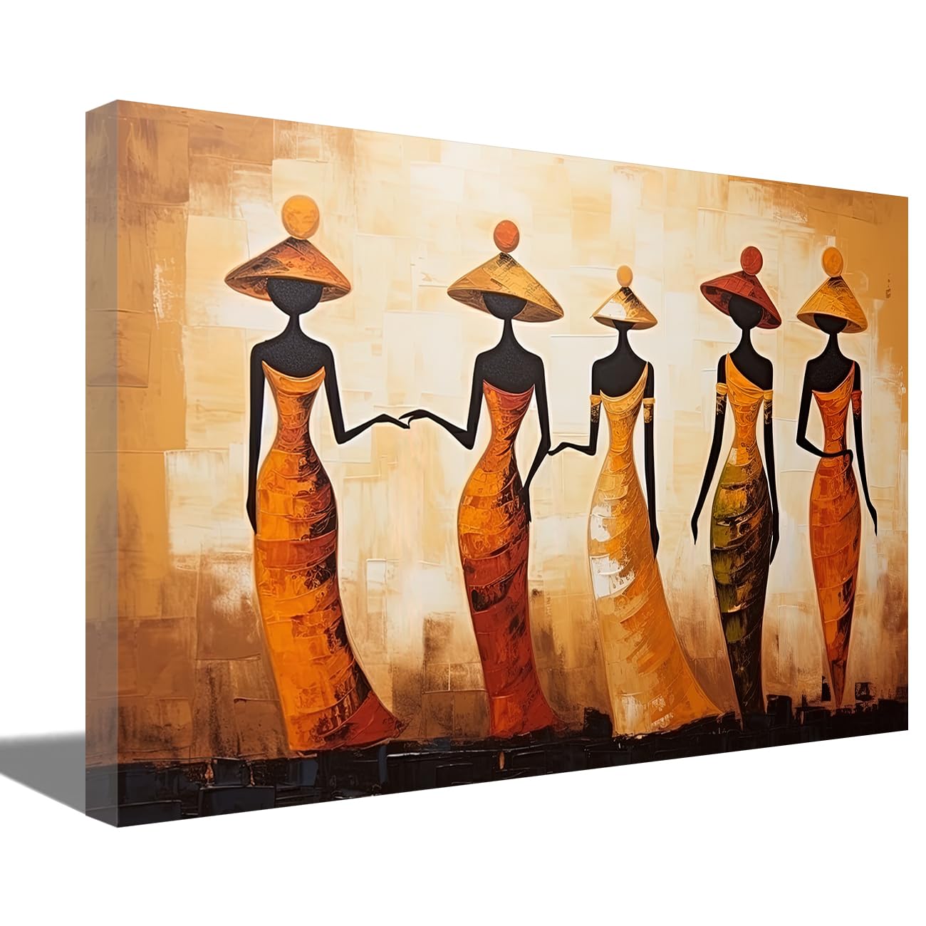 LMYSXAOZ African Women Wall Art Black Painting Ethnic Tribe Lady Picture Prints on Canvas Abstract Traditional for Home Decor (B,16.00" x 24.00")