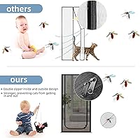 Vista 5 de Puerta de Malla Mejorada para Mascotas, Se Adapta a Abertura de Puerta de 34 x 83 pulgadas, Puerta de Malla Gruesa Resistente a Gatos para Sala