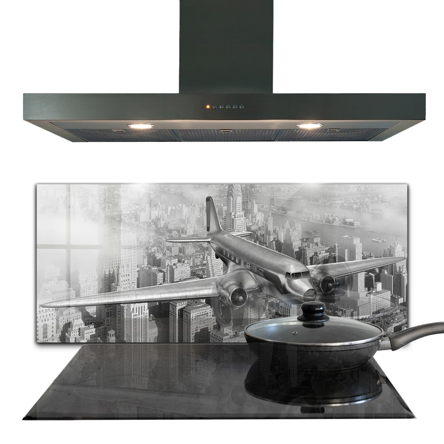 Panneau de cuisine 125x50 cm verre trempé autocollant déco murale New York