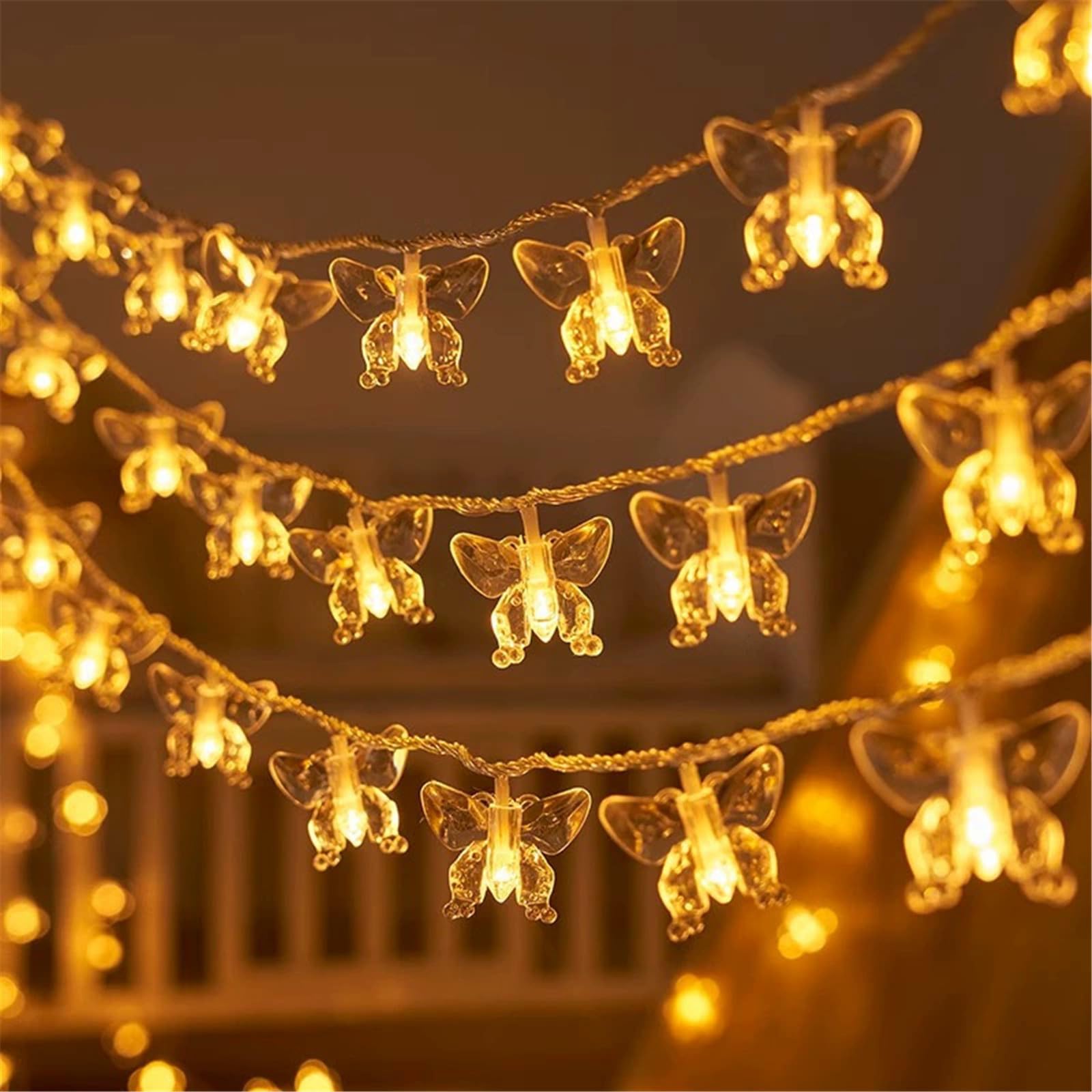 Mateju Solar String Lights Outdoor Garden, 8 Modes Solar Powered LED Fairy Lights with Remote for Indoor Bedroom, Patio, Yard, Party, Wedding, Butterfly (Warm White,6.5M/30LED)