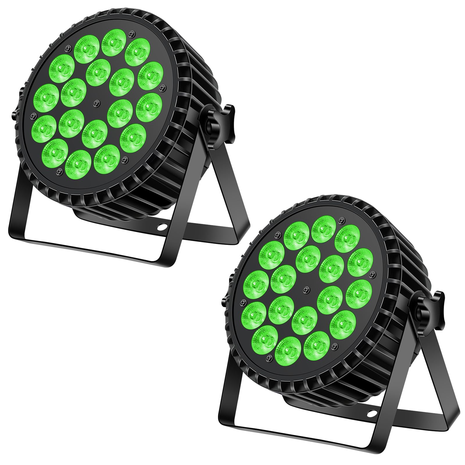 Ukfog 200 W 18 LED Par de faros 8 CH luz LED RGBW+DMX Strobe Sound Modo Activo LED Luces de escenario Foco de discoteca Luz de fiesta para Boda/Fiestas/Iglesia/Club/DJ Live Show (2 unidades)