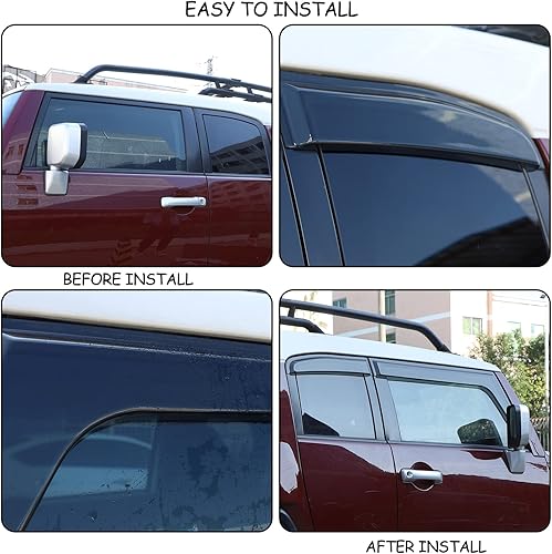 Miniatura 7 de LLKUANG Visera de protección contra la lluvia para ventana todoterreno, deflector, deflector, visera de puerta, ajuste para Toyot@ FJ Cruiser