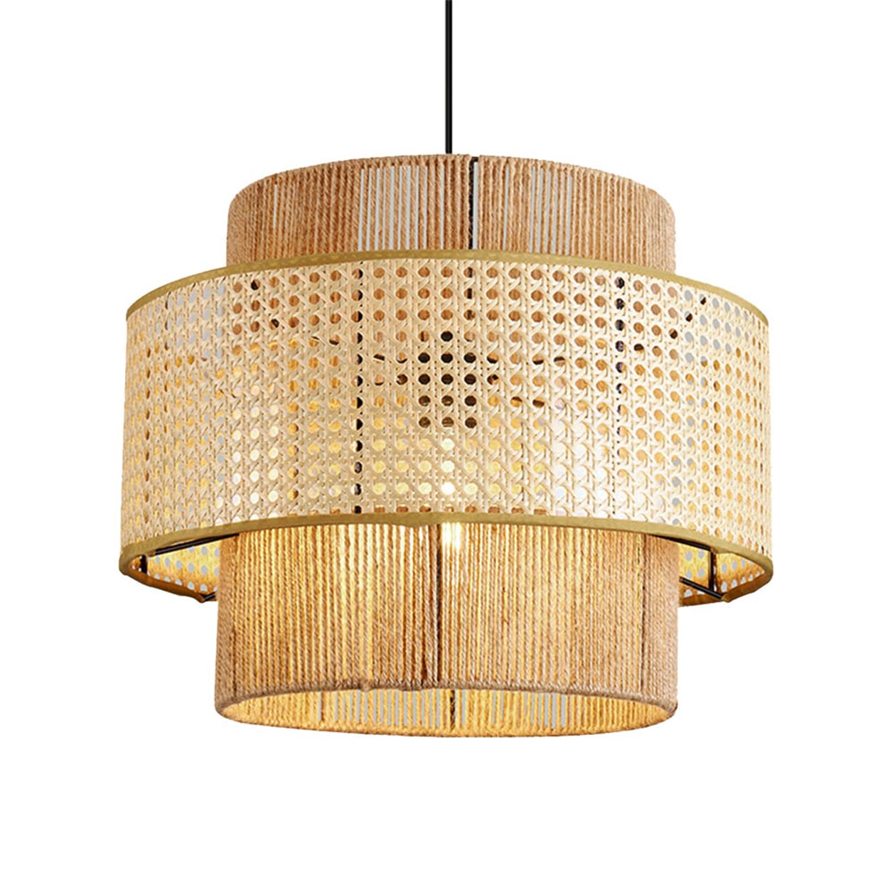 CSSYKV Unique/Artistic Chandeliers Wabi-sabi Hemp Rope Hanging Lighting for Kitchen Island Vintage Pendant Light with Metal Frame Wicker Coastal Dome Fixtures for Foyer Dining Room Bar Hallways