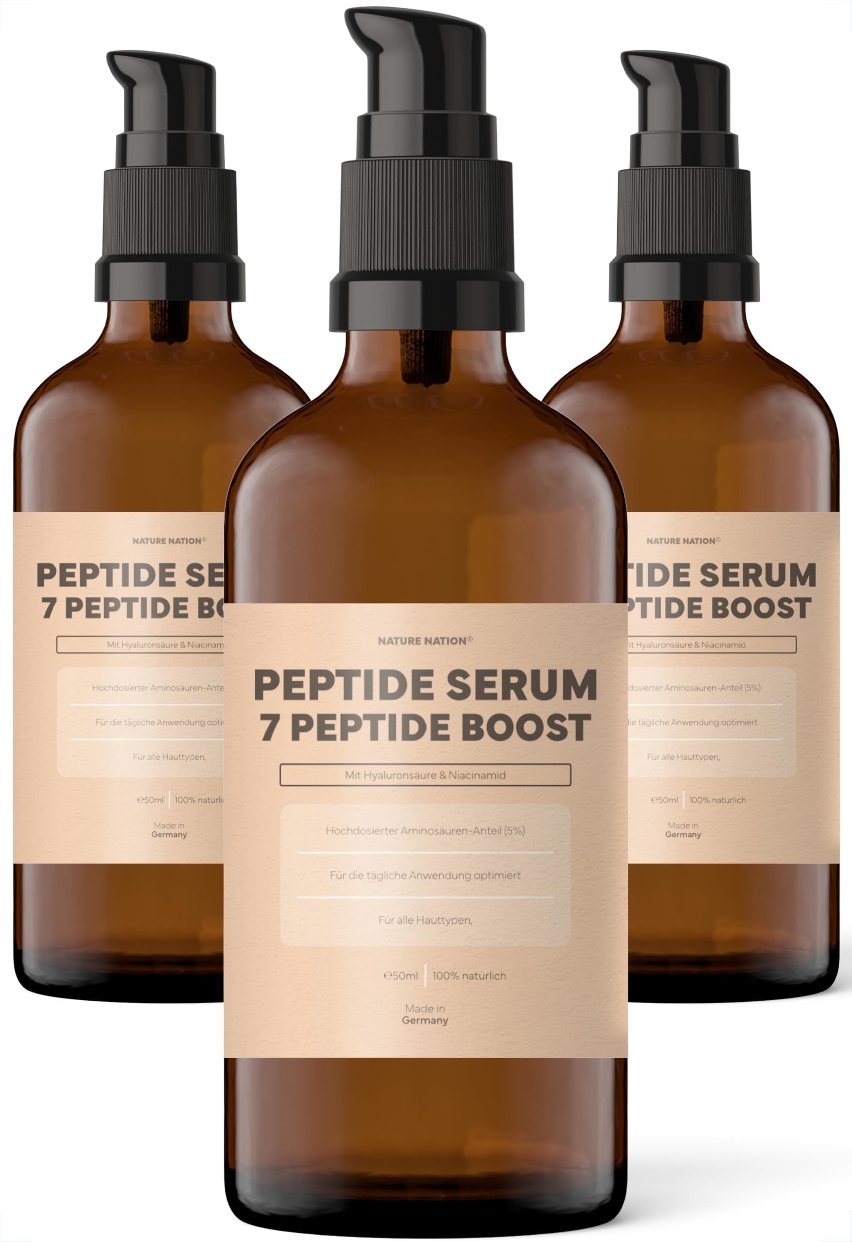 Peptide Serum Gesicht: Kollagen Serum + Hyaluron (Hyaluronic Acid), Niacinamid & 7 Peptiden (+Kollagen Typ 1 2 3; ohne GHK-Cu); Bei Falten & feinen Linien; Korean Skincare +5% hochdosierte Aminosäuren