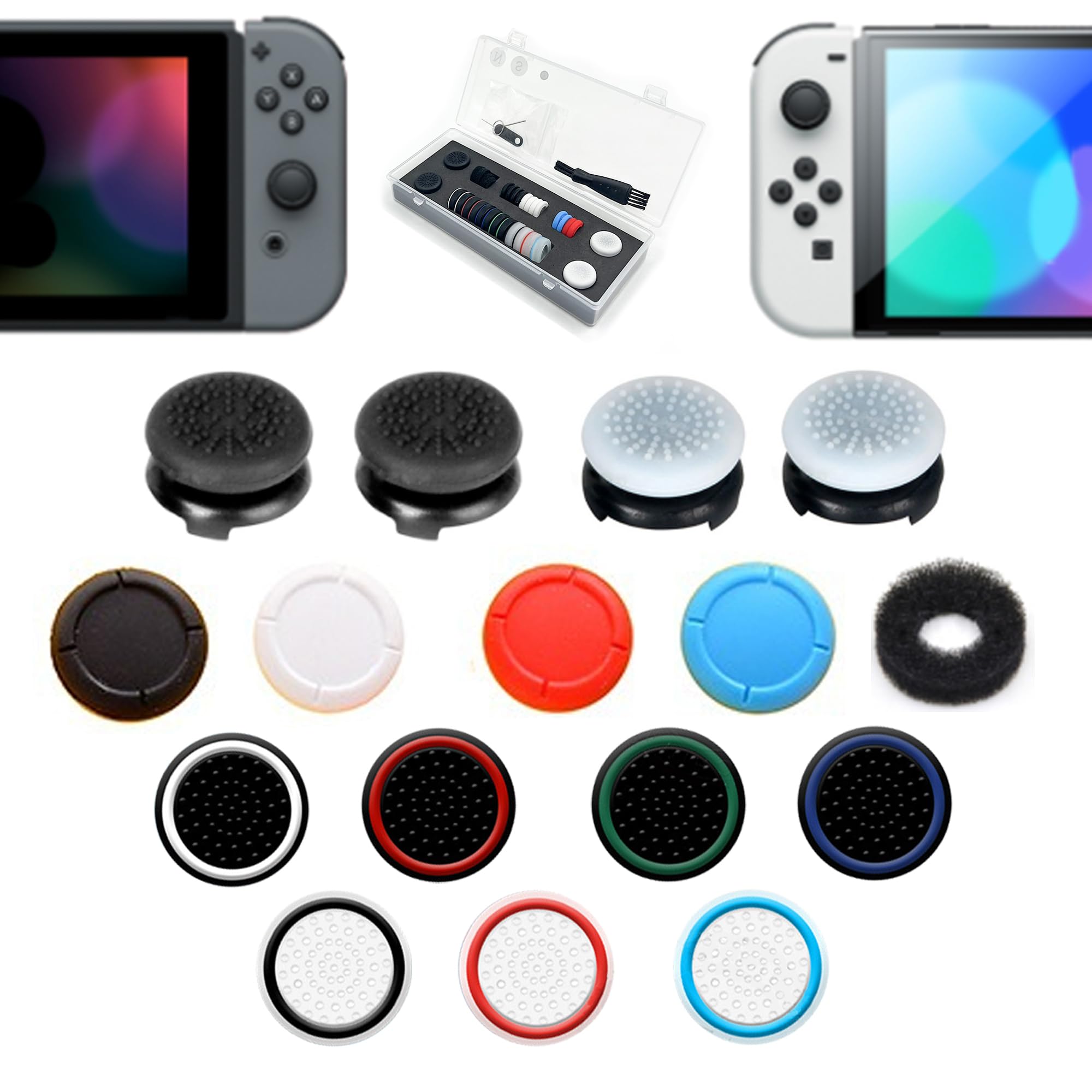 FPS Thumb Grips Set for Nintendo Switch/OLED/Lite,for Nintendo Switch Joystick Caps,Silicone Analog Stick Caps for Switch Joycon,Assist Motion Rings,Thumb Grip Caps(Black FPS)