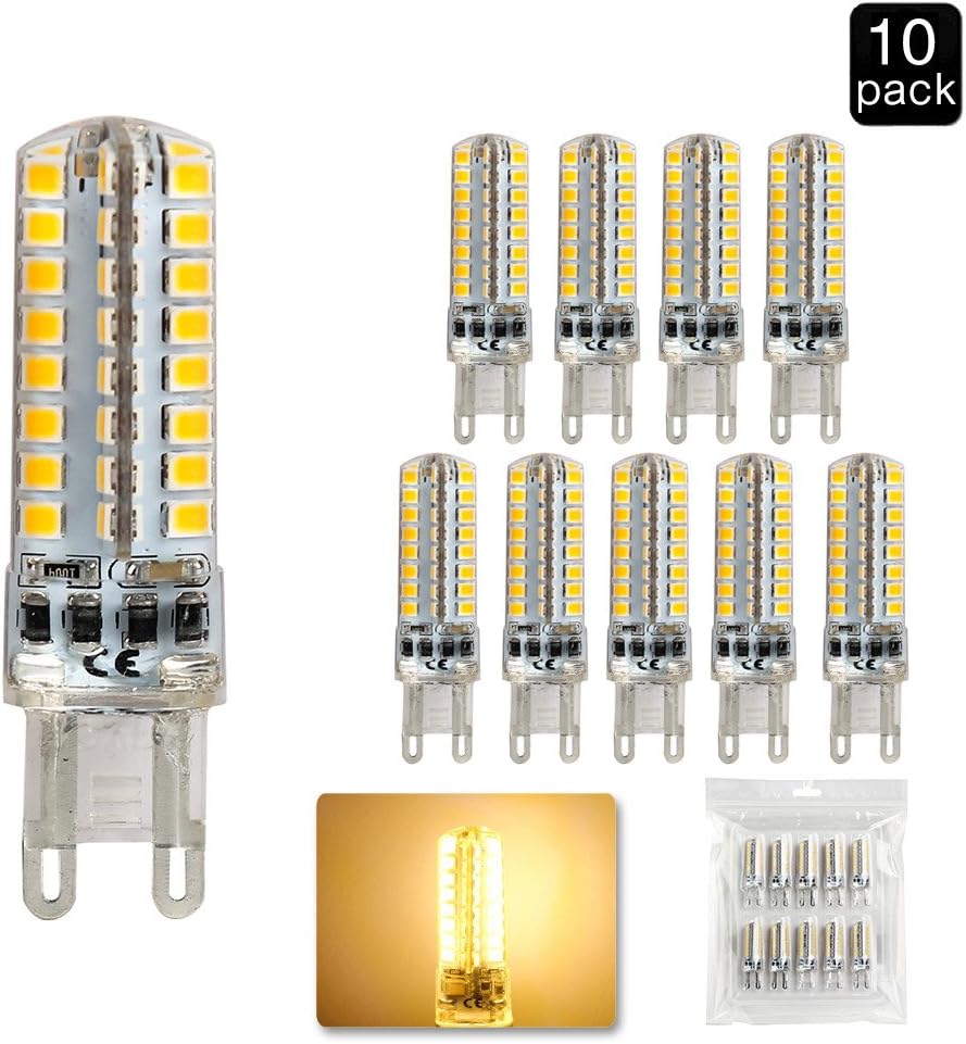 Focusled® 10 Packs G9 LED Bulbs 64 SMD 2835 with new Technology bulbs 4.5W Super Bright Lamps 380-400LM AC 220-240V [Energy Class A+++]
