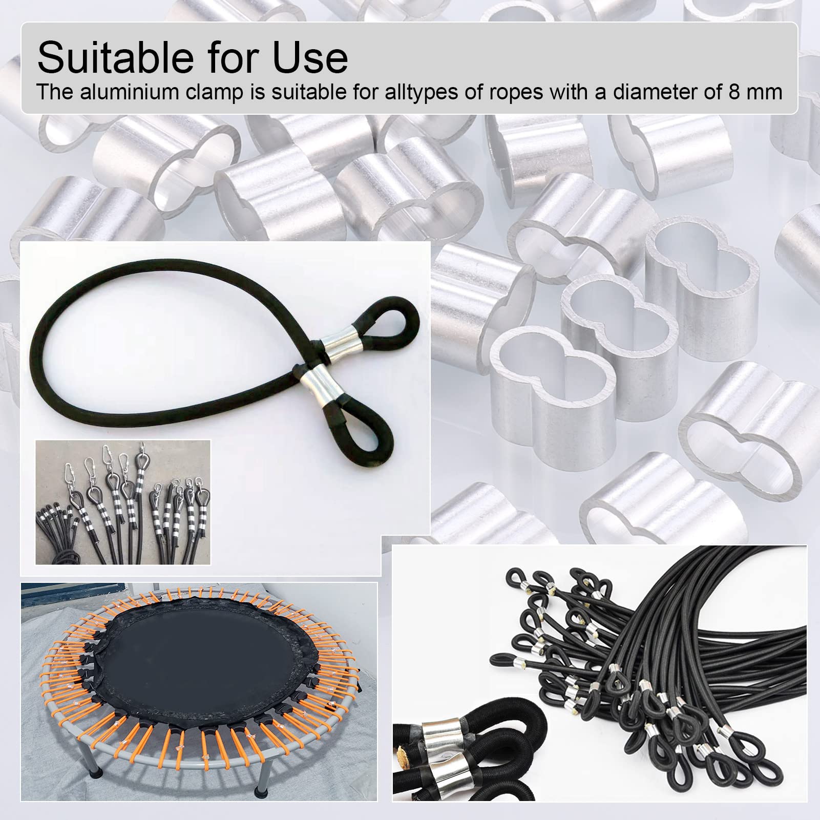 30 Morsetti Cavo Acciaio In Alluminio - Per Funi 8mm, Doppia Manica - Foto 7