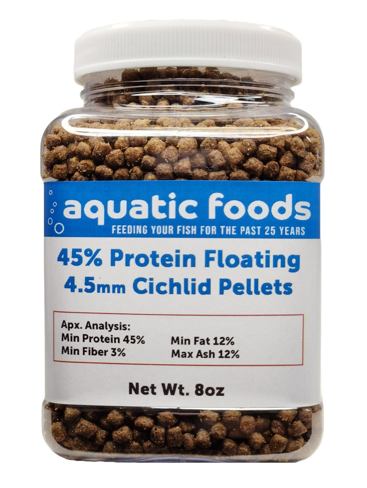 Aquatic Foods Inc. Cichlid Pellets, 45% Protein Floating 4.5mm (5/32