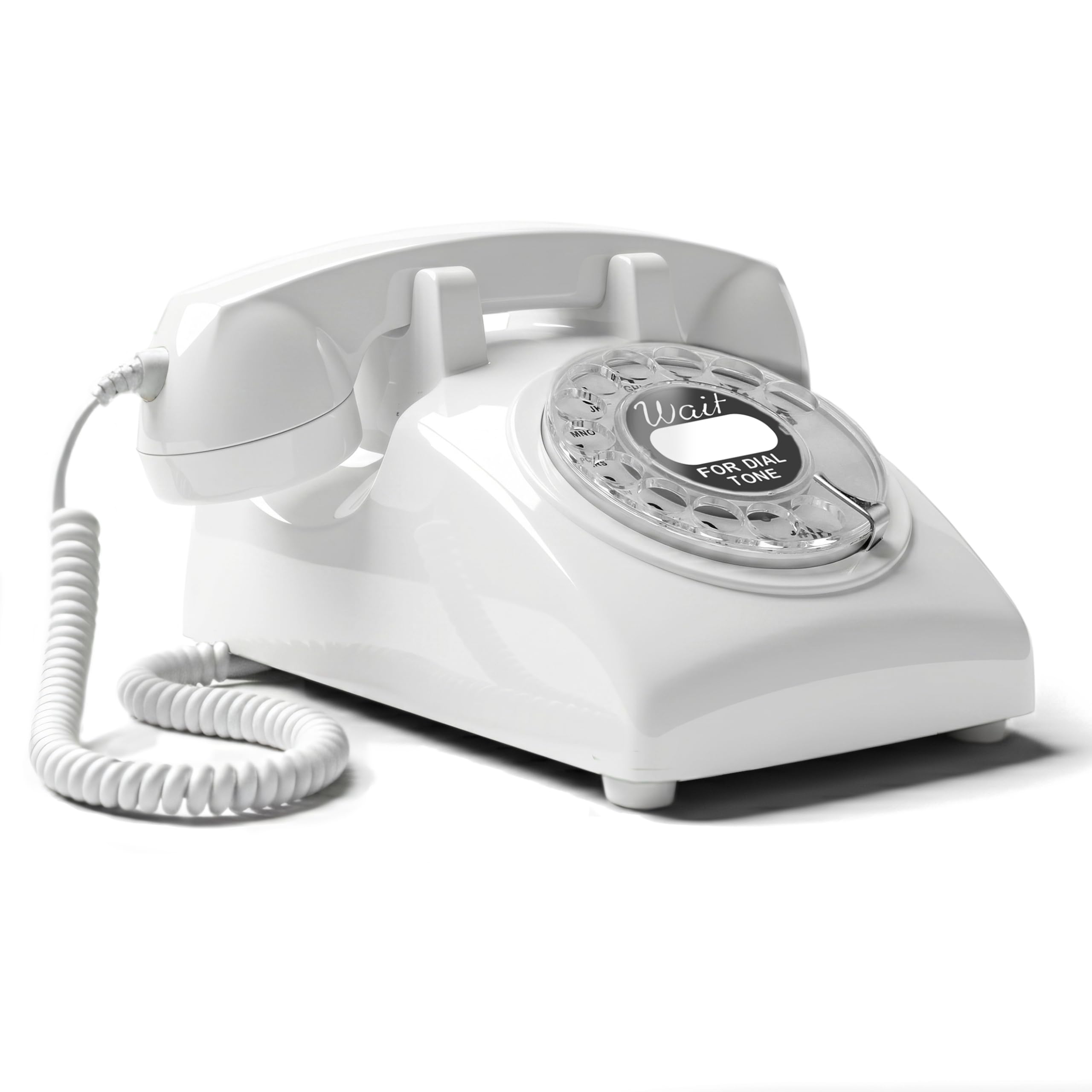 Opis Technology 60s Cable Classic US Rotary Dial Inlay Designer Retro Phone/Vintage Telephone/Classic Desk Phone with Rotary Dialler (White)-image-25