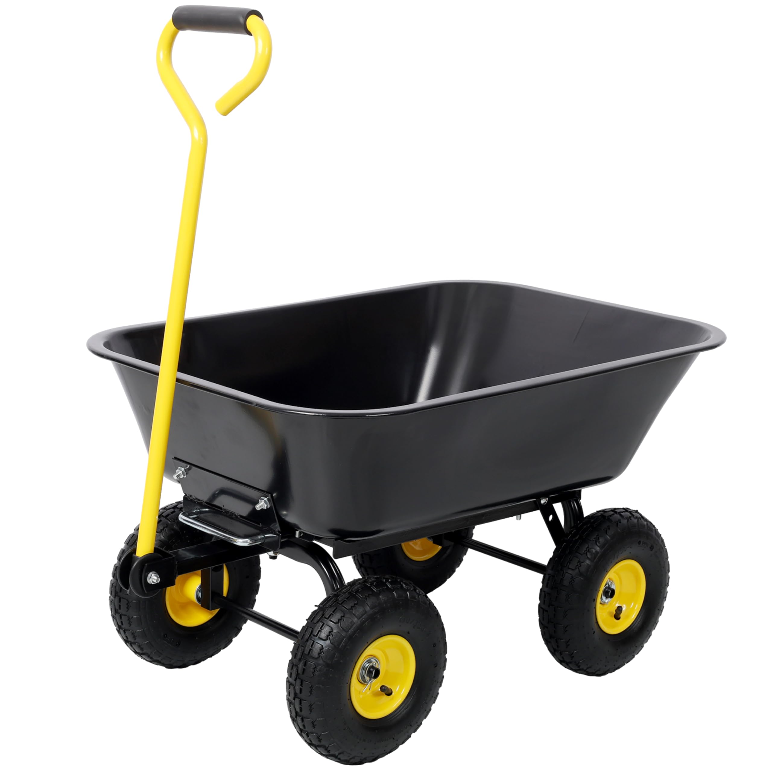 HeavyDuty 4-Rad-Schubkarre, 299 kg, Gartenkipper, 1,2 m³, mit QuickRase-Funktion und 38,1 cm Luftreifen für Landschaftsbau und Hofarbeiten, Schwarz