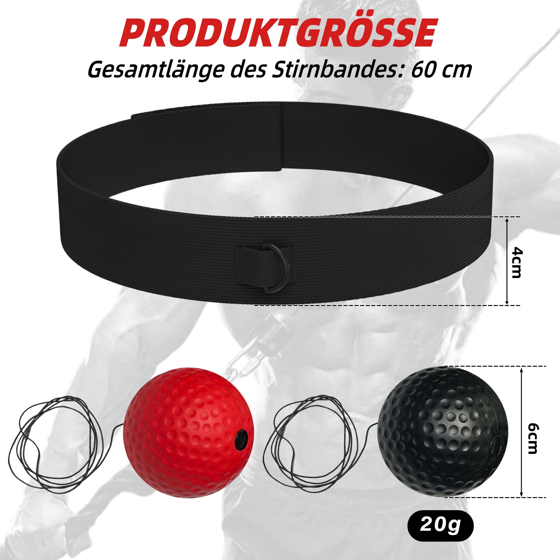 Banda para la Cabeza con Pelota de Reacción,Entrenador de Reflejos Ajustable para Boxeo, Mejora la Velocidad, Enfoque y Coordinación Mano-Ojo, Entrenamiento en Casa