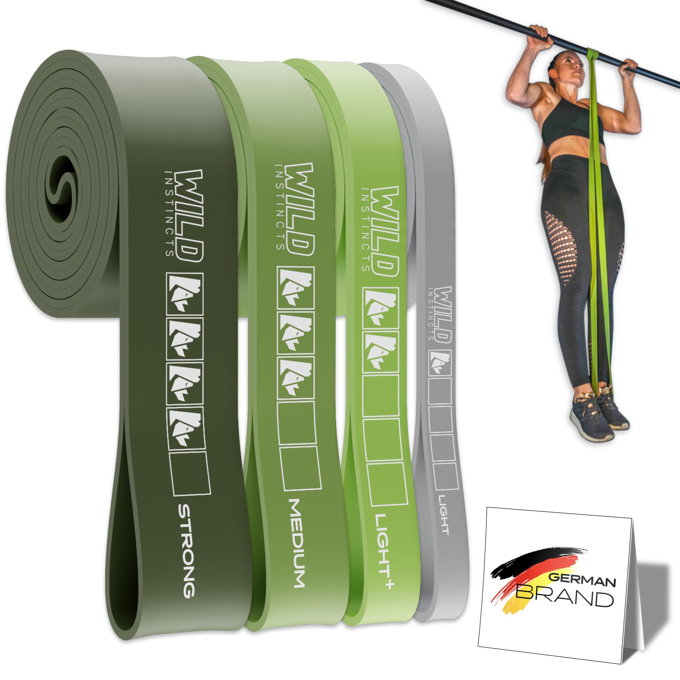 Wild Instincts® Elastico per trazioni con borsa/Bande Elastiche Fitness/Elastici Fitness/Bande Resistenza Fitness/Elastici Trazioni/Set Elastici Fitness/Come Set o Singolarmente