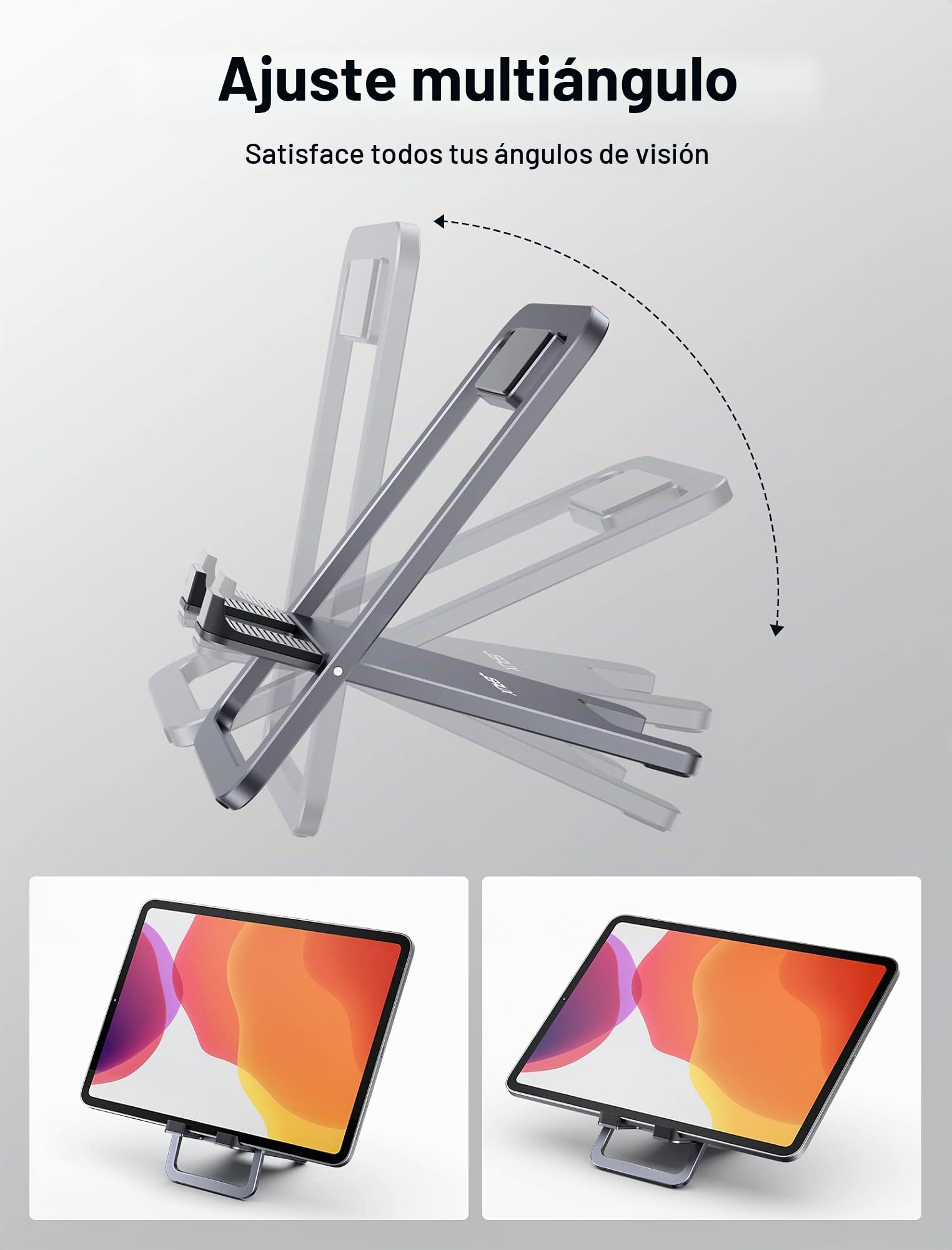 JSAUX Soporte Universal para Tableta, portátil, Plegable, para Escritorio, Compatible con iPad Mini, Samsung Galaxy Tab, Kindle, Steam Deck OLED, Switch, ROG Ally X, iPhone y Otras tabletas, Color | Fácil de Llevar, Aleación Estable, Base Antideslizante,